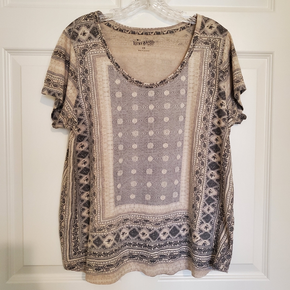 Lucky Brand Womens Beige Short Sleeve